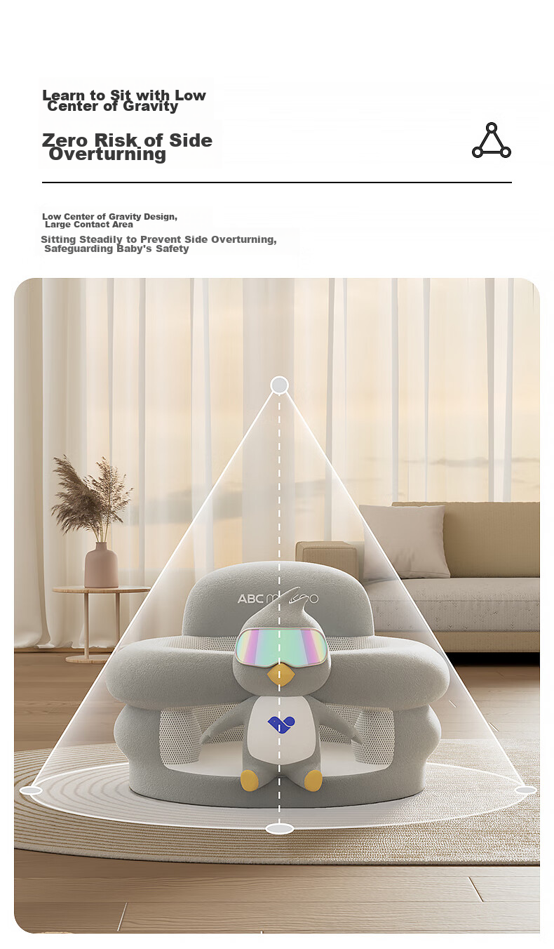 ABCMOKOO Baby Learning Seat Chair, Spine-Friendly, Anti-Rollover, Baby Sitting Aid, Sofa Dining Chair - Moke Xingling 15