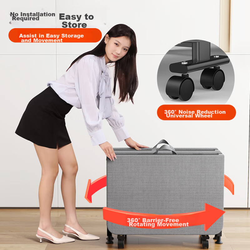Quanpinwu Folding Bed, Single Bed for Office Nap, Four-Fold Bed for Home Use, Simple Bed, Hospital Accompanying Bed, Nap Essential