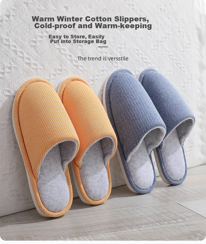 GUOLUOFEI Japanese-Style Large Size Cotton Slippers for Men And Women, Spring Autumn Winter Indoor Home Wooden Floor Couple Warm Slippers, Green, Size 36-37 1