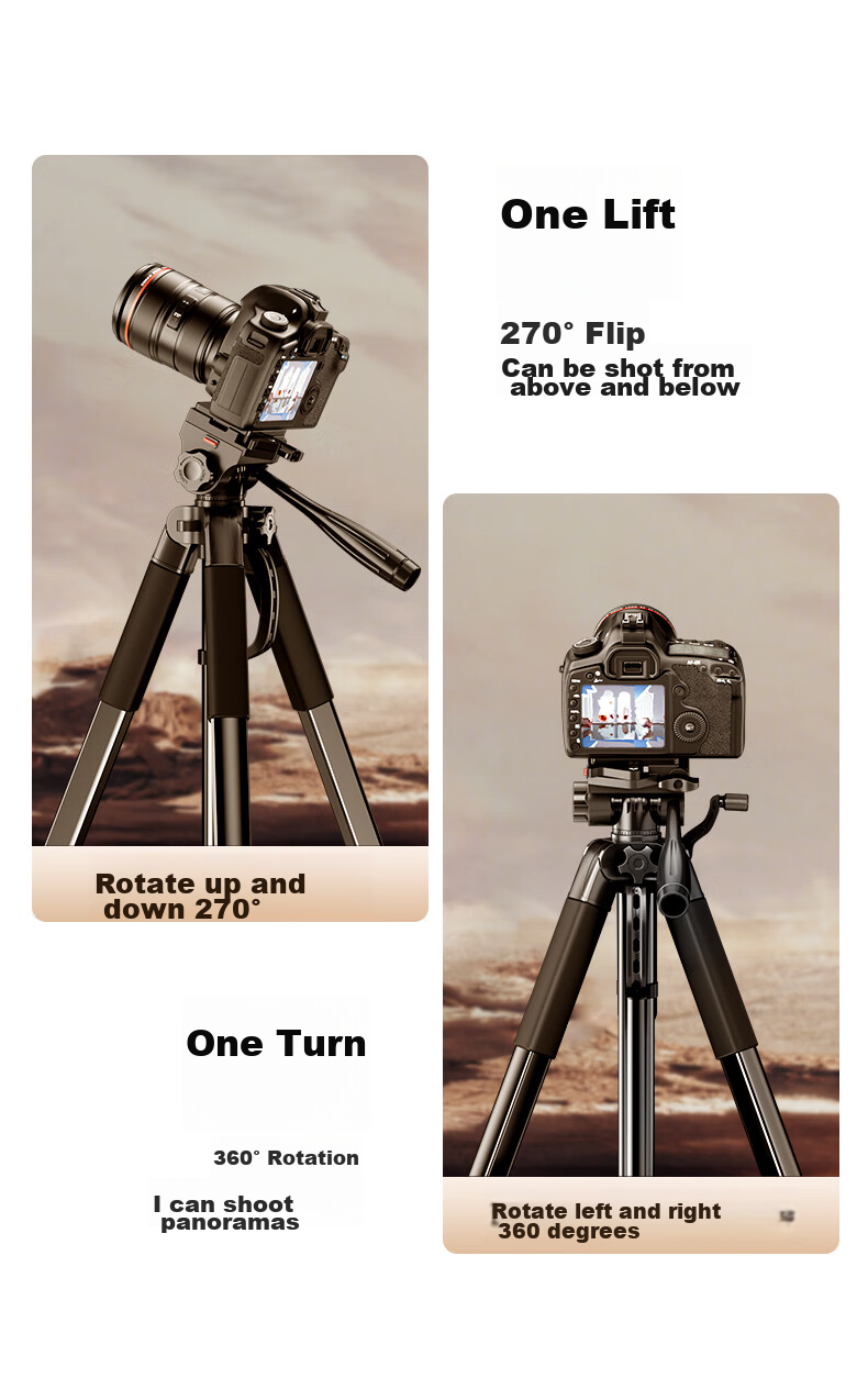 JIAHUACAI Tripod for Smartphones, Cameras, Mirrorless Cameras, DSLR, Sony, Canon Photography And Videography, Horizontal And Vertical Shooting Stabilization, Indoor Selfie, TikTok Live Streaming, Short Video, Outdoor Portable Stand 15