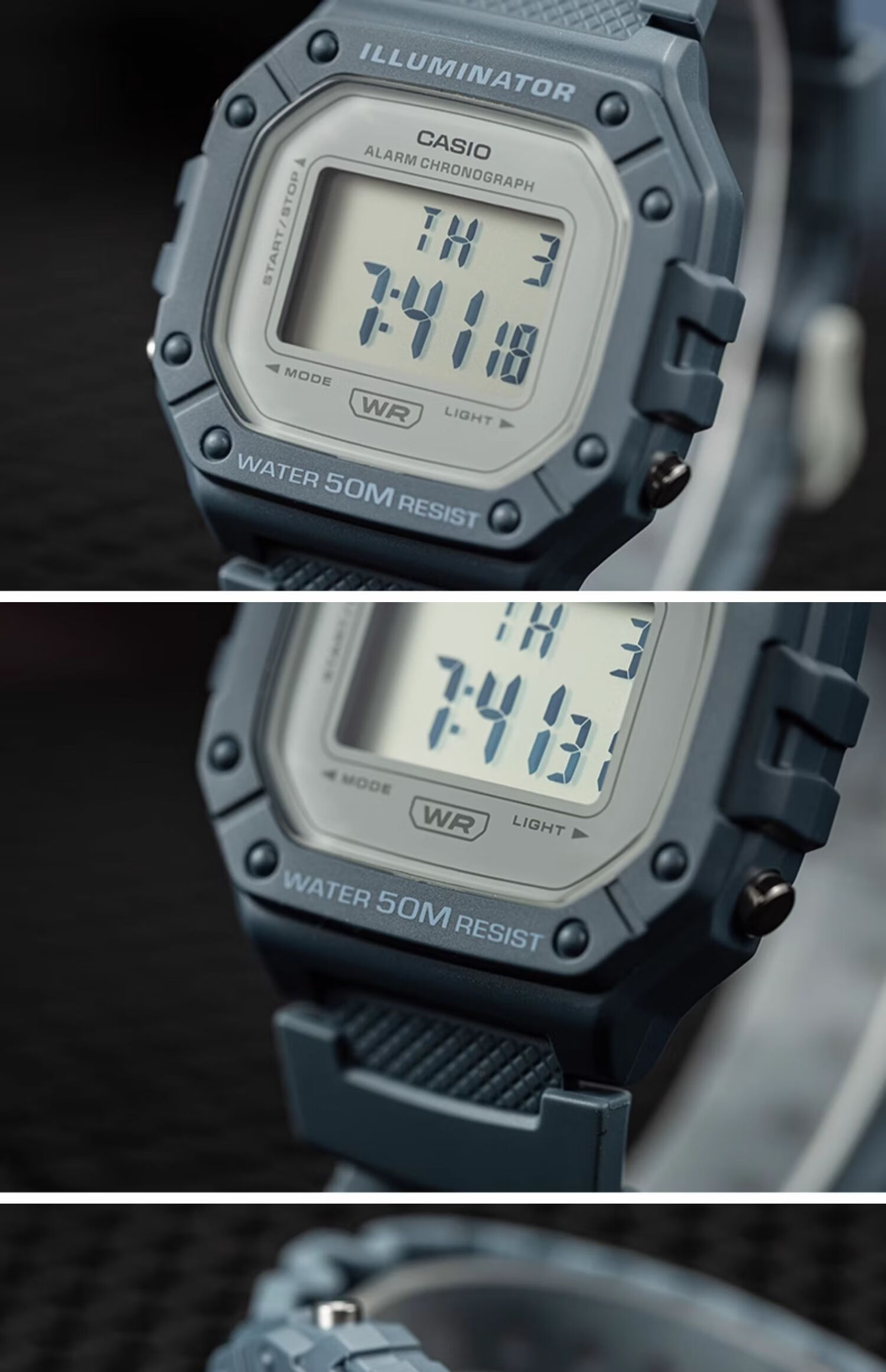 Casio Watch, Retro Small Square Design, Water-Resistant, Student Sports Digital Watch, Electronic Watch for Men And Women, Gift, W-218HC 15