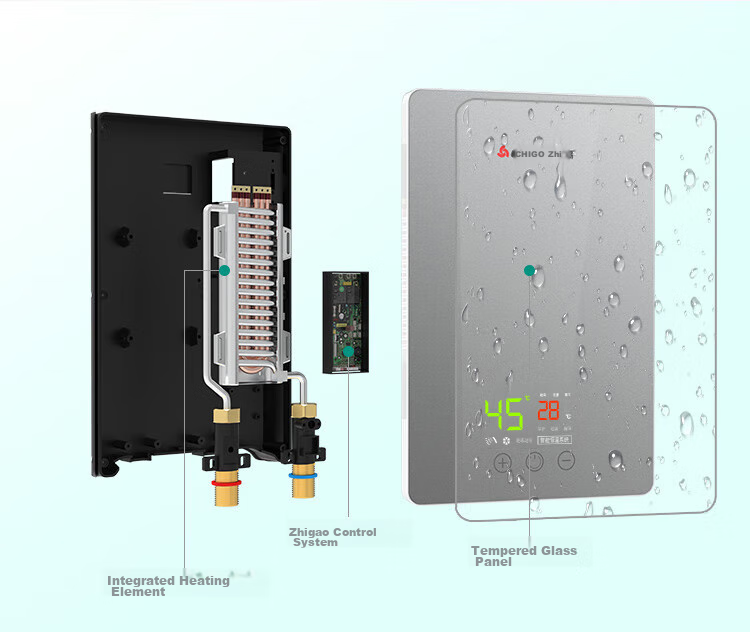CHIGO Instant Electric Water Heater, 7500W Rapid Heating, Constant Temperature, Small Kitchen Treasure, Energy-Saving Household Integrated Shower, No Storage Water Required, Adjustable Power, ZG-KB732 15