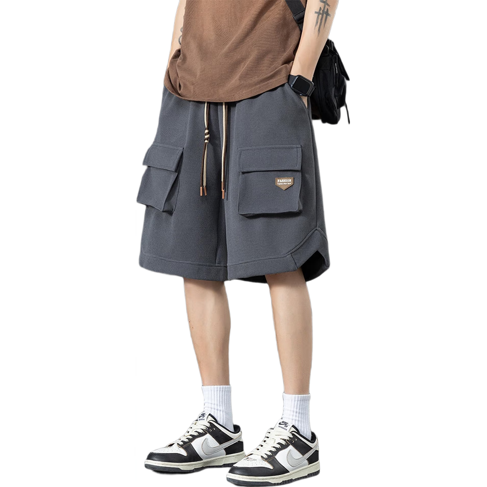 I'M DAVID Men's Workwear Shorts Summer Casual Loose Fit Five-Point Pants Trendy Thin Mid-Length Shorts Dark Gray 6XL
