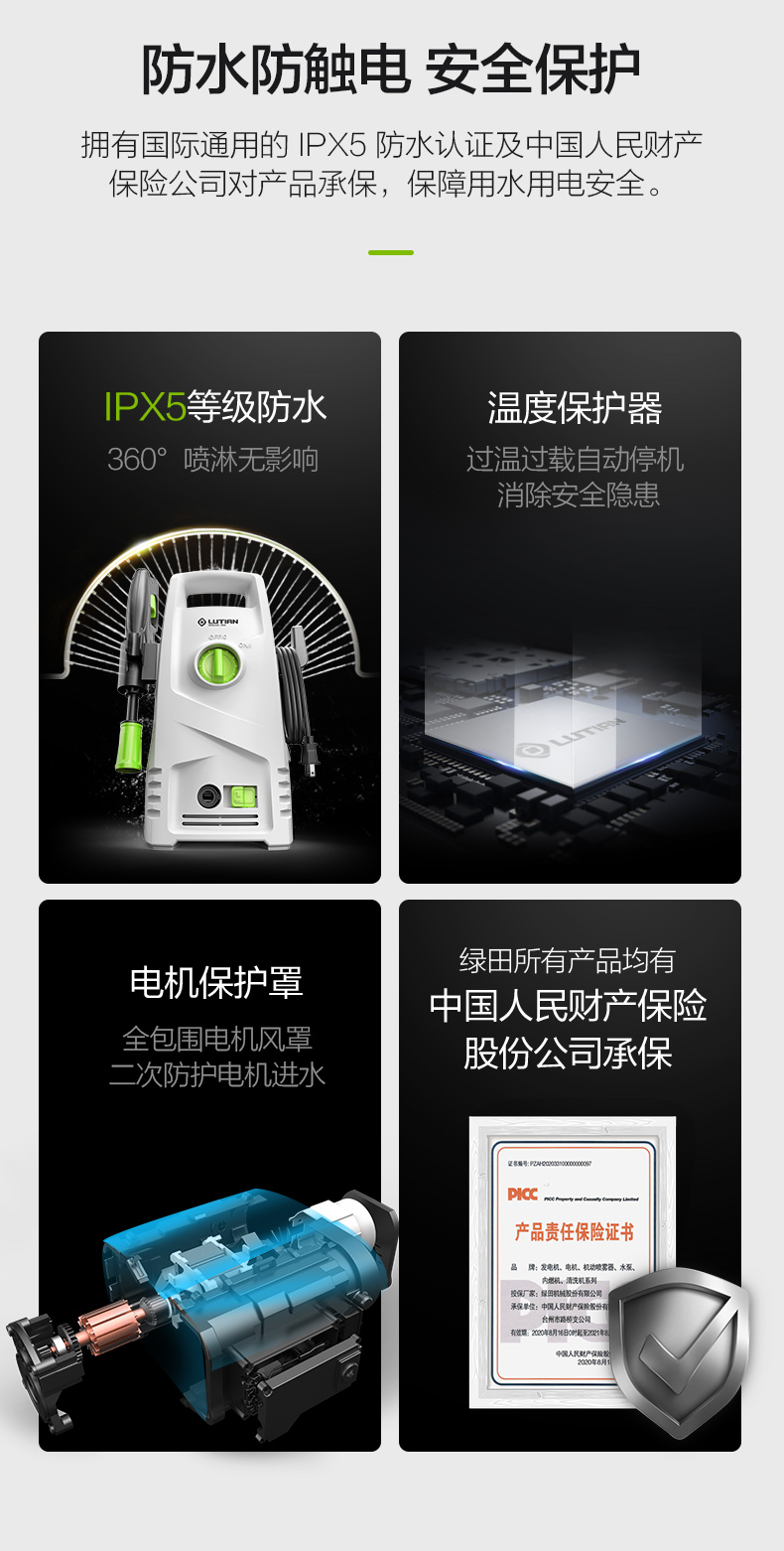 LUTIAN 绿田 洗车机 瓦力 标准版-1400W+泡沫壶+进出8米管 图12