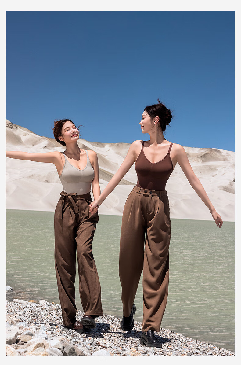 Quxianzhuyi [Song Xi Same Style] Black Chocolate Shaping Bodysuit, Tummy Control Waist Cincher, Autumn Brown [Thin Straps], Size S 14