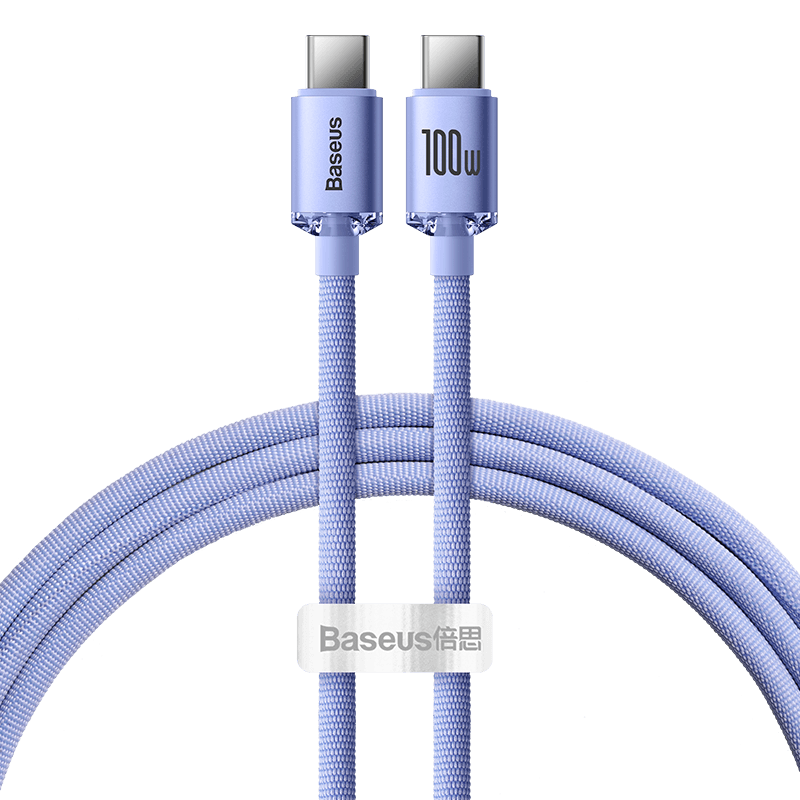 BASEUS Apple 18 Charger Cable, Dual Type-C Data Cable, PD100W, Suitable for IPhone 17/16/15, Xiaomi, Huawei, Honor Phones, Mac Computers, IPad, 1.2 Meters, Purple