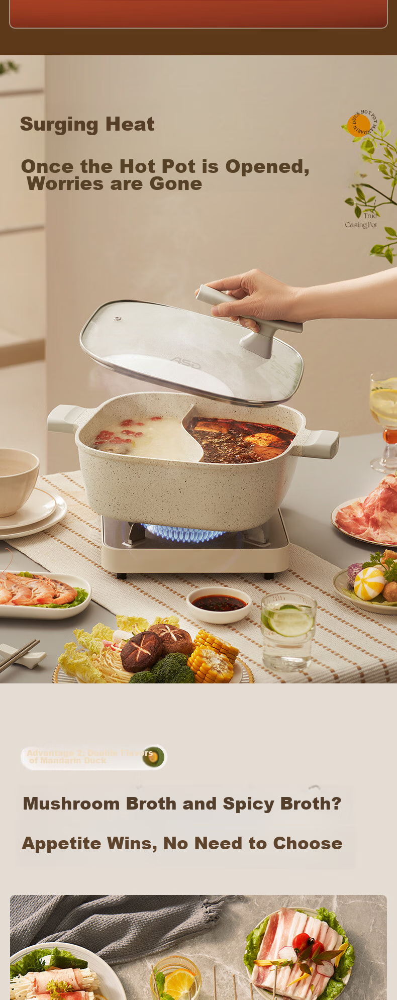 ASD Non-Stick Square Hot Pot, Thickened Hot Pot Basin, Large Capacity, for Home Use, Suitable for Gas And Induction Stoves, FL28F1WG 5