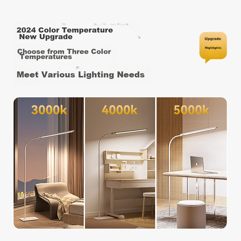 Haishibao Full Spectrum Floor Lamp for Living Room, Bedside, Bedroom, Sofa Reading, Eye Protection Lamp, Home Study Piano Lamp FH709A