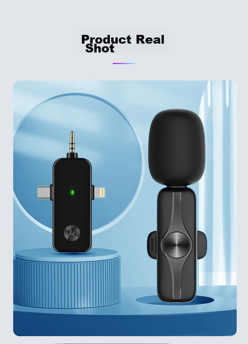Masentek AP003 Wireless Lavalier Microphone, Douyin Live Streaming Online Class Microphone Recorder, Compatible with Apple Android Type-C Phones Computers 3.5mm Cameras 20