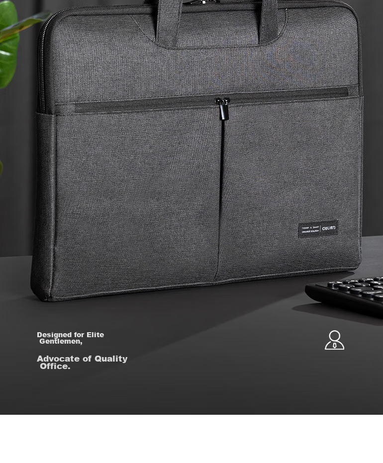 Deli Thick 3D Office Handbag/conference Bag/business Bag/briefcase with Zipper, Laptop Briefcase for Professional Men And Women, Portable, Black 2