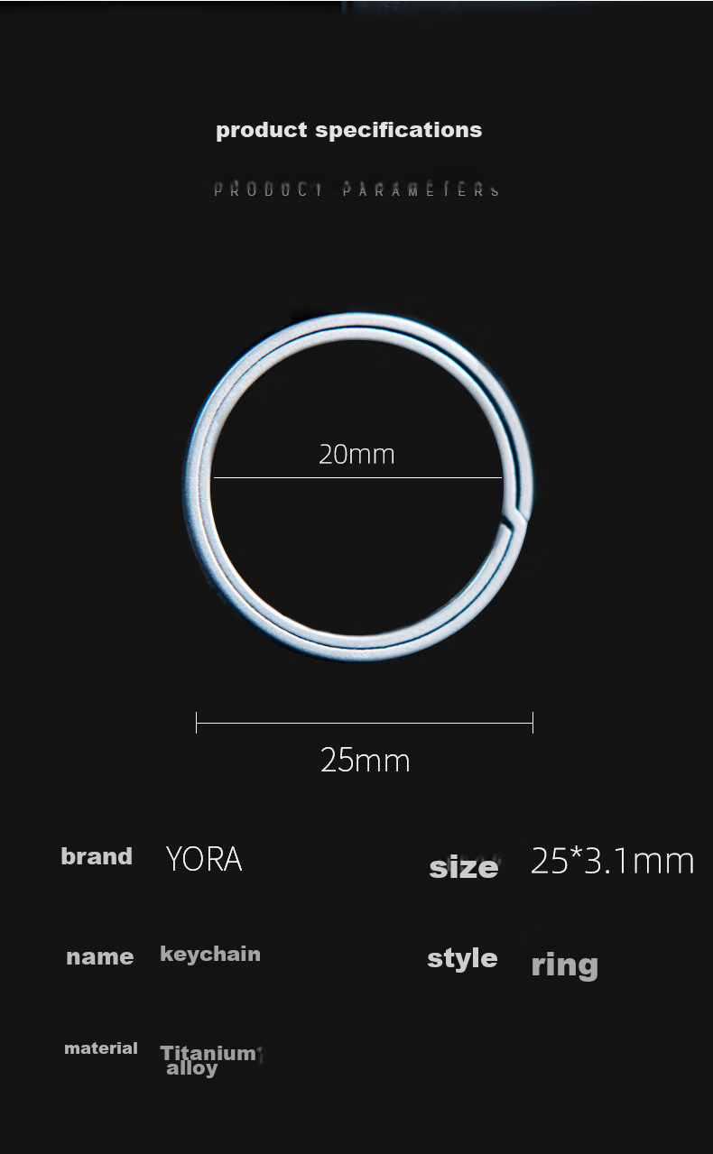 YORA Titanium Alloy Key Ring, EDC Keychain, Quick-Release Hook, Car Flat Ring, Round Key Accessory, Key Fob 2