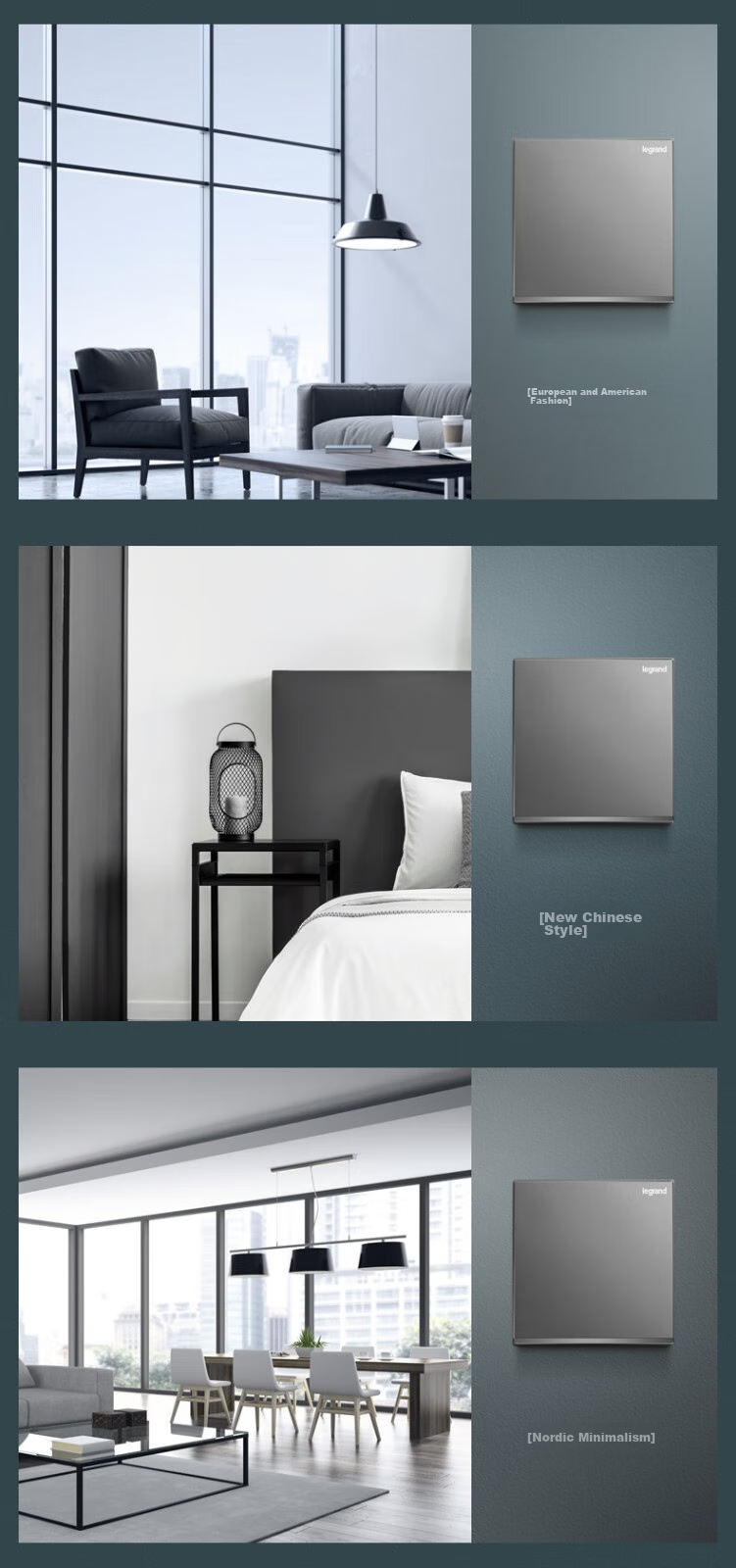 LEGRAND Switch Socket Panel, Yijing Series Deep Sand Silver Gray, Wall Socket, Five-Hole with Switch (Dual Control) 4