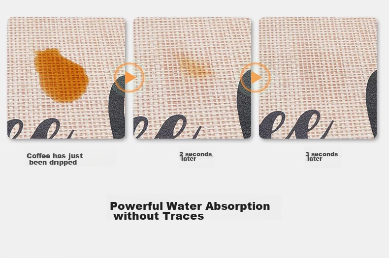 Qiqijia Coffee Machine Water Absorbent Mat, Bar Kitchen Draining Pad, Cup Drying Mat, Dining Table Surface Heat Insulation Mat, 50x60cm 4