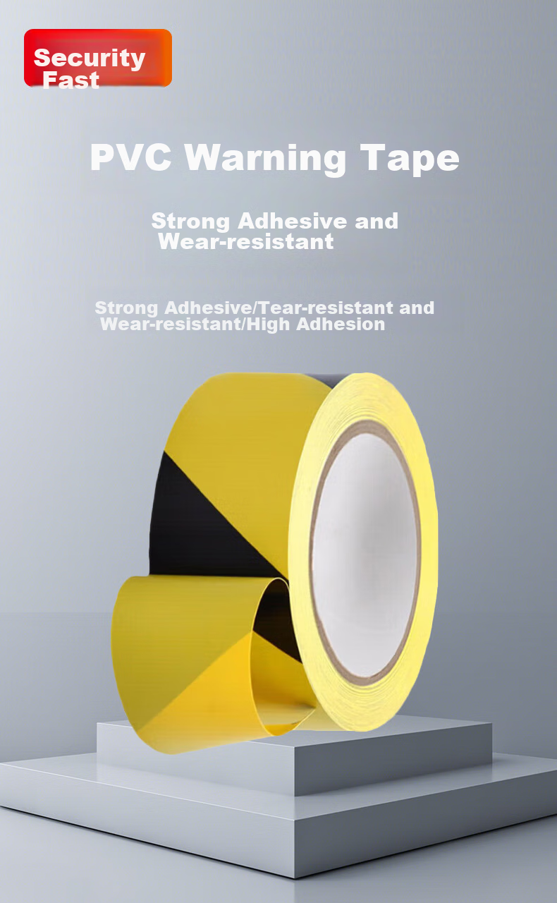 [Lowest Price Online] Baoanjie Yellow And Black Warning Tape, Thickened PVC Diagonal Striped Line Marking Zebra Caution Tape Safety Tape Floor Marking, 48mm*33m*130um, 6 Rolls 1