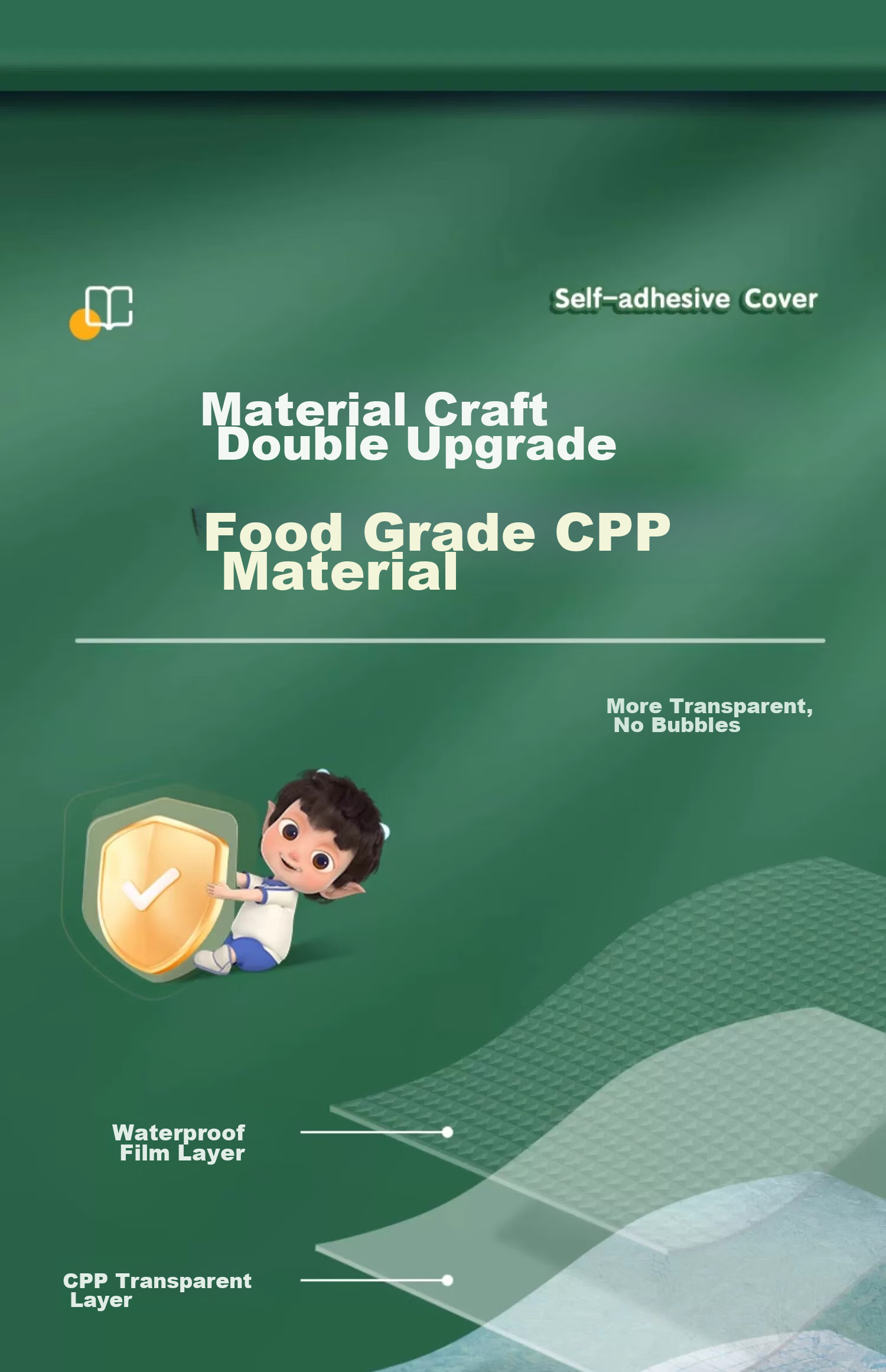 Liupintang Self-Adhesive Transparent Frosted Thick Book Cover, Book Jacket, Book Film, 16K Book, A4 Textbook Protective Cover, Elementary School First Grade Second Fourth Third Year Lower Volume Book Shell, Transparent Book Cover Paper 15