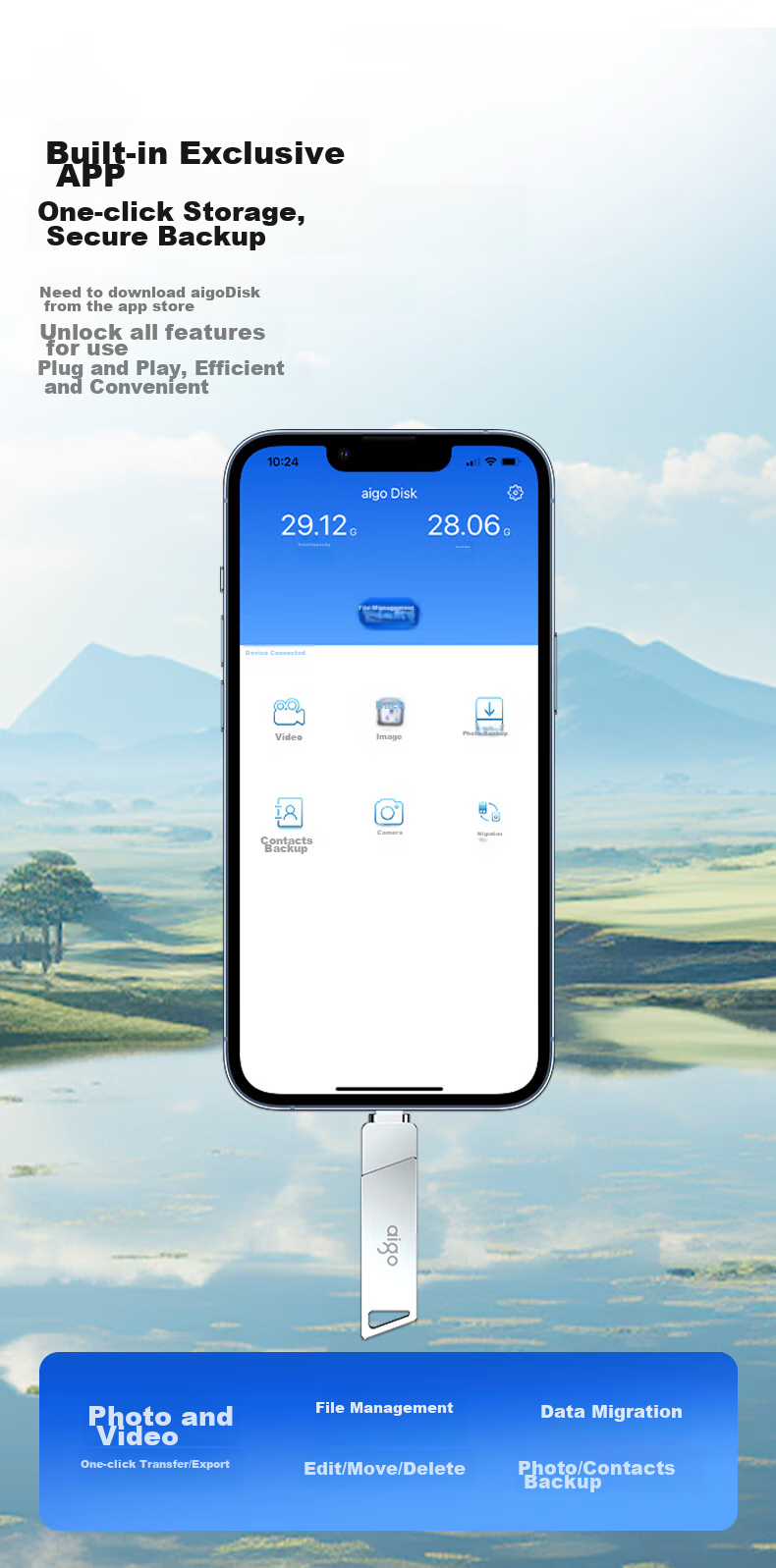 Aigo 256GB Lightning USB3.0 Apple Flash Drive U368 Compatible with IPhone 14/iPad 9 And Earlier Models, Dual-Use for Phones And Computers 7