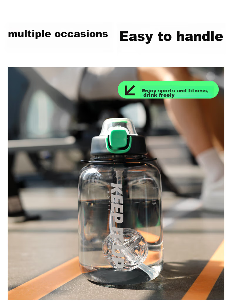 FGA Fuguang Large Capacity Fitness Plastic Water Bottle with Straw, Sports And Student Water Jug, 1.7L 14