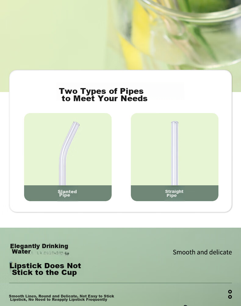 BJ High Borosilicate Glass Straw, Heat-Resistant Transparent Water Cup Straw, Non-Disposable Milk Tea Straw, Straw Set 8