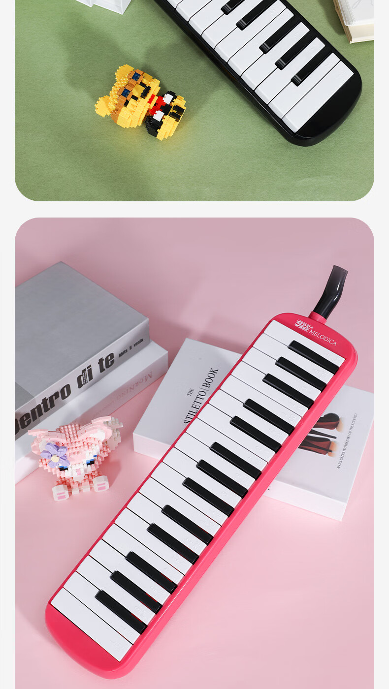 JDR Melodica 37-Key Leather Case for Students, Children, Beginners And Adults, Performance And Classroom Teaching, Black 16