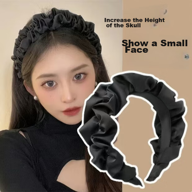 CHIMERA French Vintage Headband with High Crown, Pleated Satin Band for Face-Slimming And Outdoor Wear, Women's Hair Accessory, Mid-Autumn Festival Gift