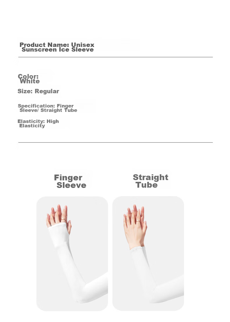 FitonTon Sun Protection Ice Sleeves for Women And Men Summer Driving Arm Guards [White/gray/black - Random Fingerless/straight Tube] 12