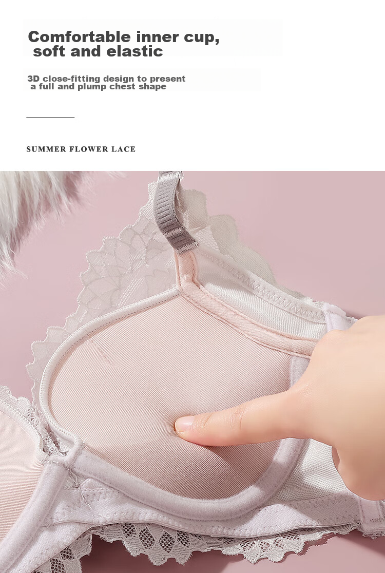 Moonbadi Women's Bra Set for Small Breasts, Push-Up, Wireless, Lift, Sexy Lace Side Support Bra for Side Boob Reductio 7
