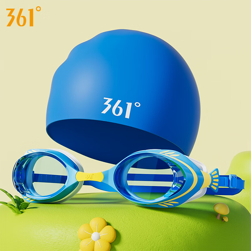 361° Children's Swimming Goggles And Cap Set, Professional Training for Boys And Girls, Diving Swimwear, Student Goggles And Cap Two-Piece Set