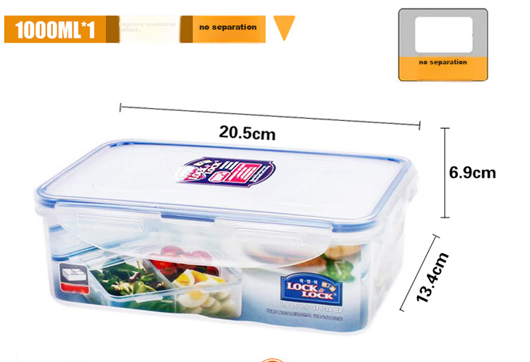 Lock & Lock Plastic Food Storage Containers Set of 2 with Divider, Airtight Lunch Boxes with Lunch Bag, 1000ml*2 9