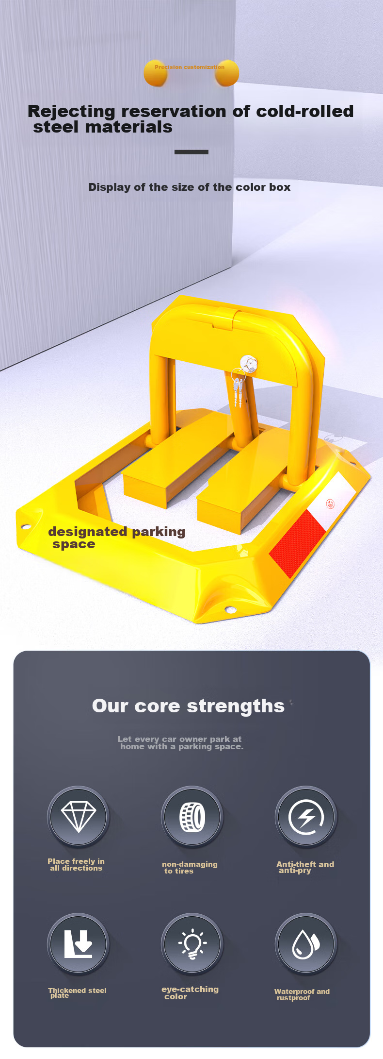 Huangchi Parking Space Lock, Ground Lock, Thickened Anti-Collision, Garage Parking Space Anti-Occupation Device, Car Stopper, Octagonal Parking Bollard 1