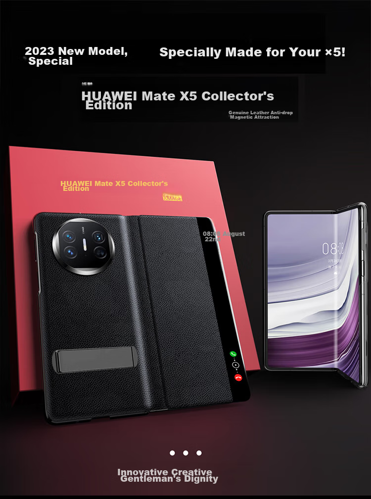 KOOLIFE Genuine Leather Case for Huawei Mate X5, Classic Edition Protective Cover, Full Protection Shockproof Huawei Foldable Screen Case with Flip Smart View Window, High-End Design for Men And Wome 1