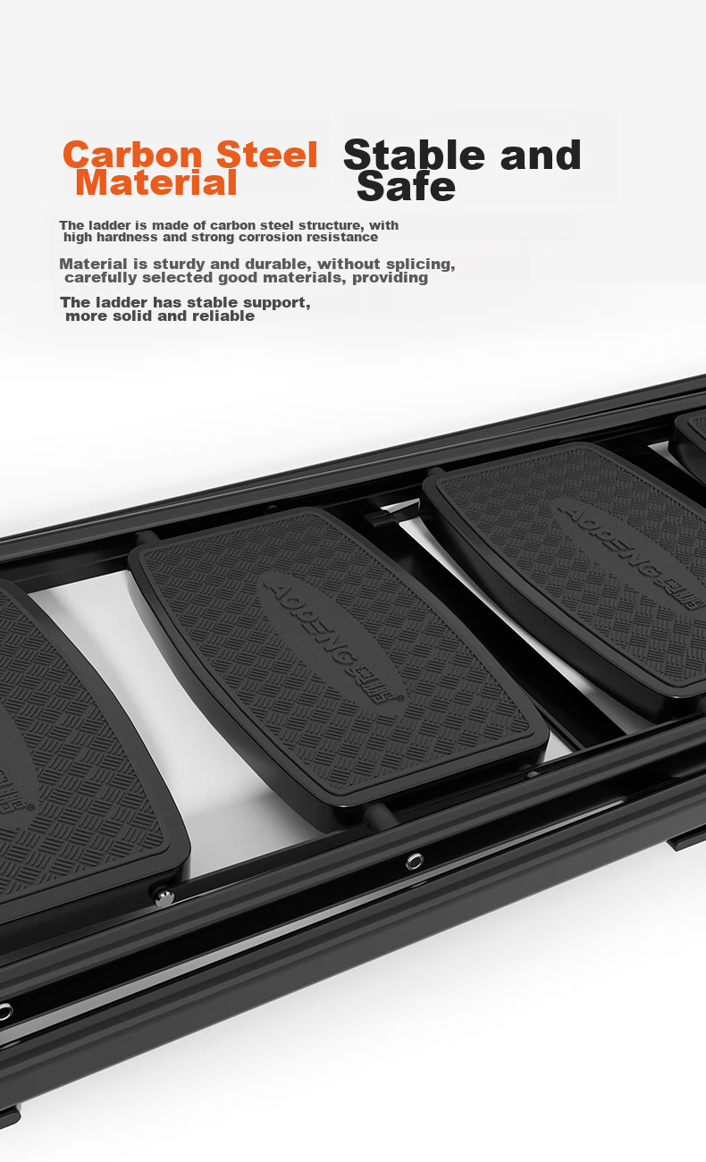AOPENG Folding Ladder for Home Use, Four Steps Thickened Carbon Steel Wide Tread A-Frame Ladder Engineering Single-Sided Handrail Ladder 1264ST 10