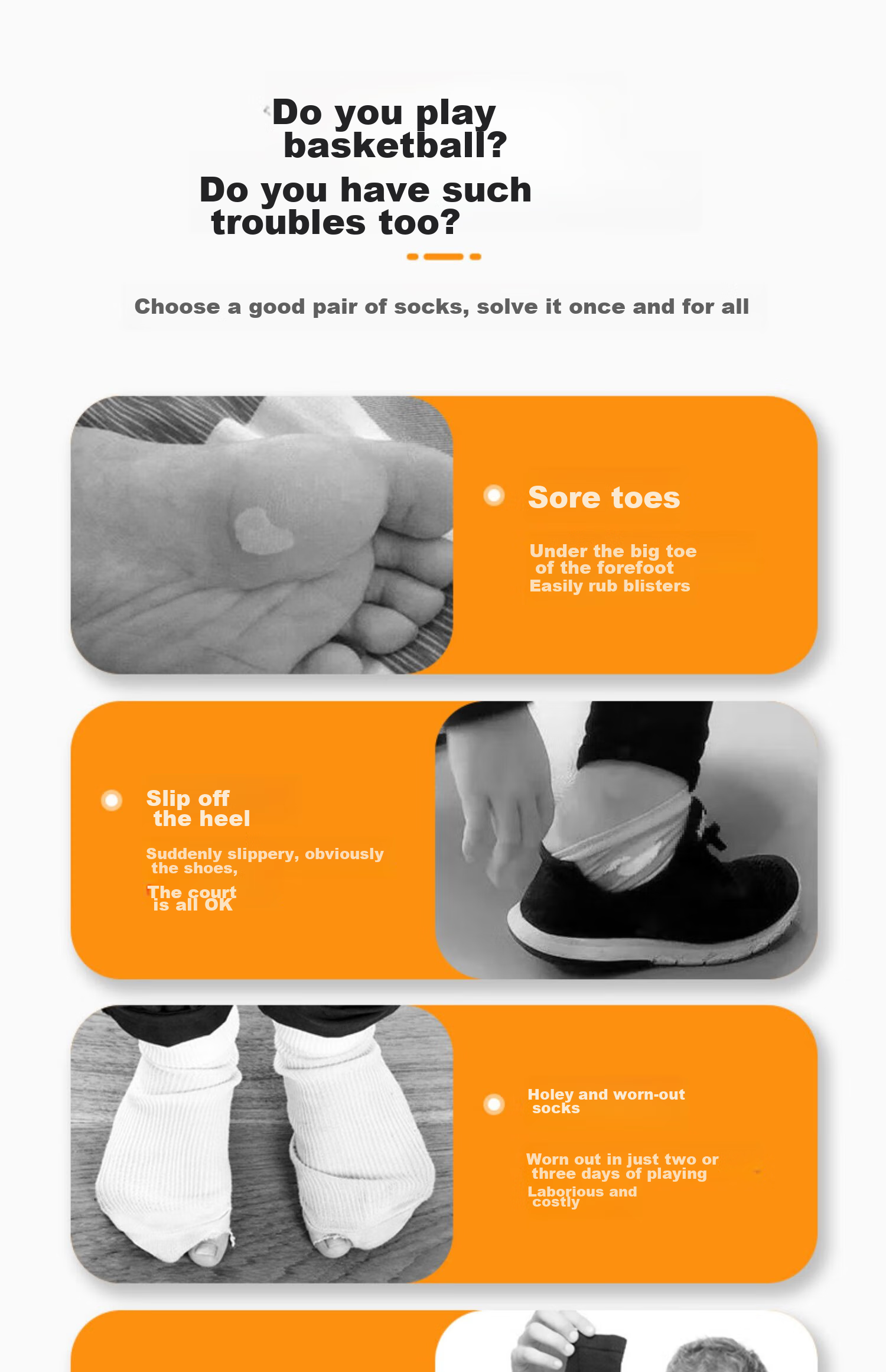 Li-Ning Basketball Socks for Men And Women, Sports Socks with Terry Bottom for Running (Black And White, 2 Pairs), Durable Non-Slip Elite Socks 4
