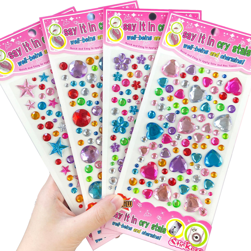 Danmiqi Children's Toys, Girls' DIY Diamond And Gemstone Stickers, Girls' Crystal Reward Stickers, Birthday Gift, 12 Pieces
