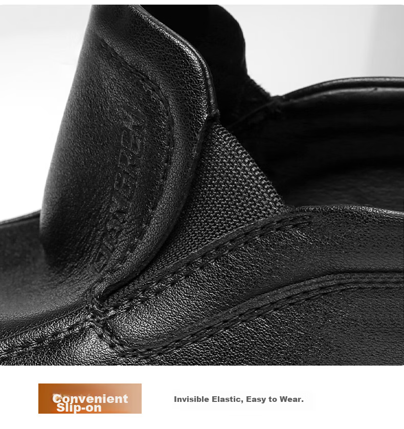 Qiangren Business Casual Shoes, Comfortable Soft Upper And Sole, Slip-On Leather Shoes, Commuter Men's Shoes, JDA3512010, Black, Size 44 11