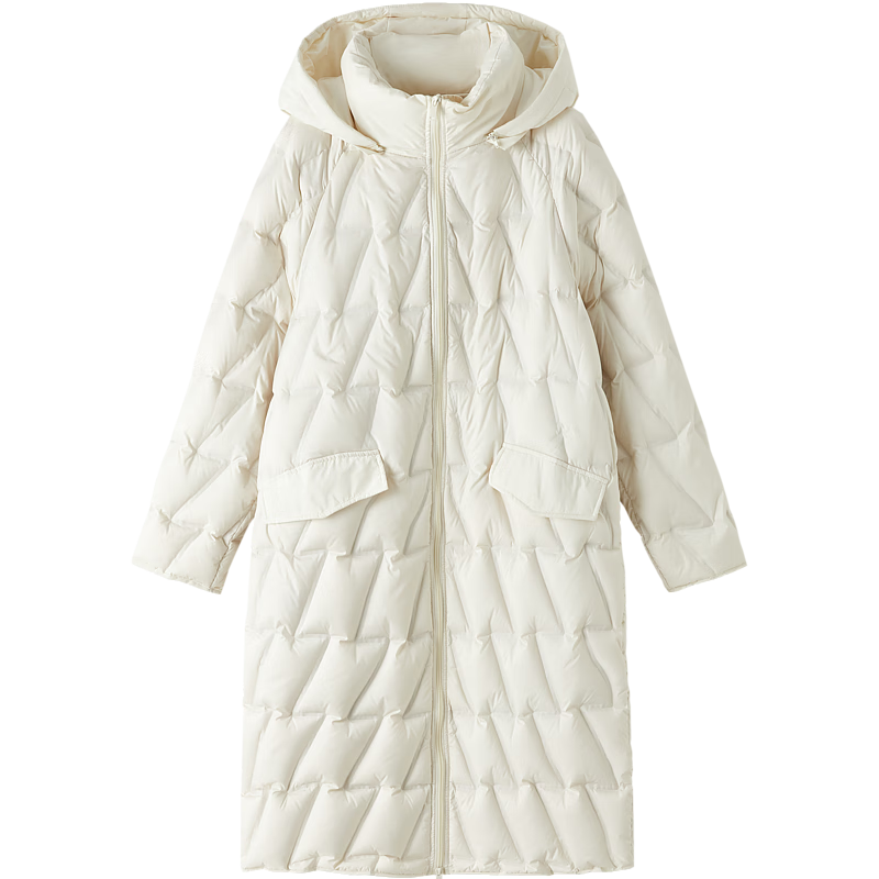 Dme [Yingfengsuixue] Winter 400T Spring Yafang Geometric Pressure-Laminated 90% Duck Down Hooded Warm down Jacket for Wome