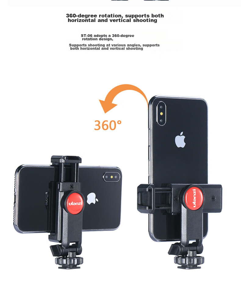 Ulanzi ST-14 Iron Man 3 Metal Phone Clamp for Horizontal, Vertical, Oblique And Overhead Shooting, Hot Shoe Mount for Universal Photography, Vlog, Short Video Selfie And Live Streaming, Desktop Gimbal Stand 4