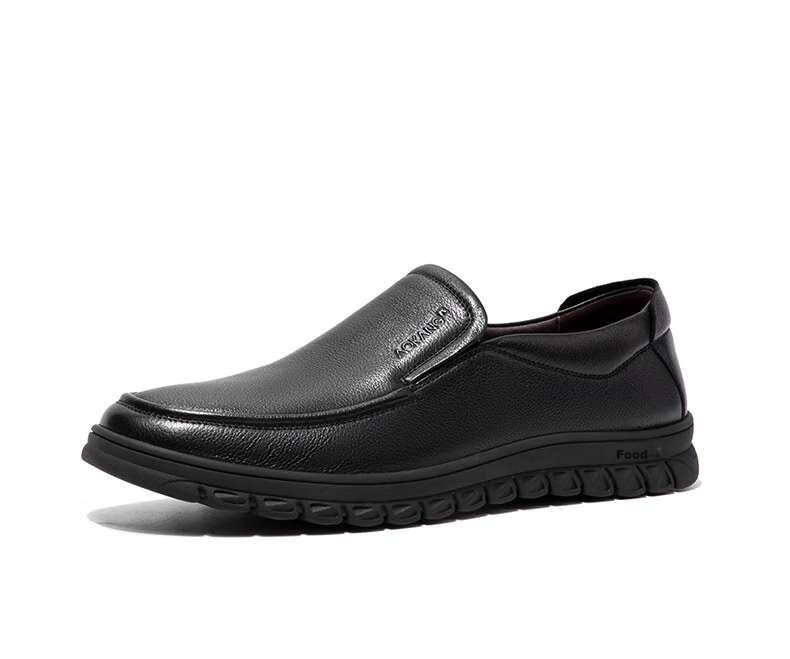 Aokang Leather Shoes for Men, Business Casual Slip-On Comfortable Daily Simple Driving Casual Leather Shoes, Black, Size 42 14