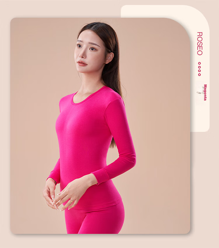 LangSha Women's Pure Cotton Autumn Underwear Set, 7A Antibacterial And Anti-Mite Round Neck Thermal Underwear, Thin Cotton Sweater Base Layer 20