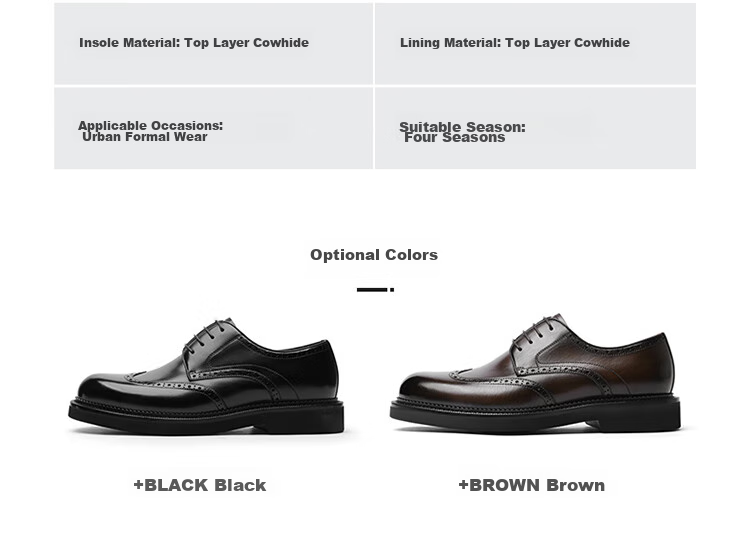 Goldlion Men's Formal Leather Shoes, Autumn Carved Groom Wedding Shoes, Comfortable Brogue Shoes, G521330062CCA, Brown, Size 40 26