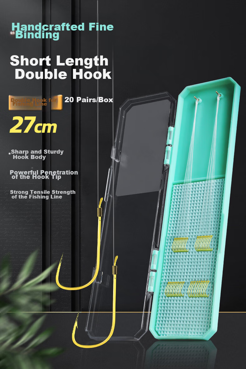 Diaoyuwang Fishing Hook with Pre-Tied Short Line, Double Hook Anti-Tangle Finished Product, Shihang Fishing Hook, Jinxiu Crucian Carp Hook Line Hook 27cm 1