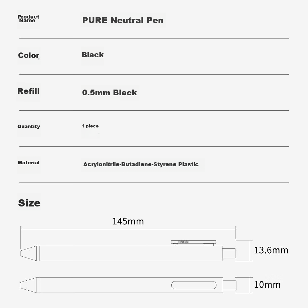 KACO CWIA Certified Exam Pen 0.5mm Black Gel Pen Smooth Quick-Dry Retractable Student Writing Pen Carbon Ballpoint Pen 5-Pack 21