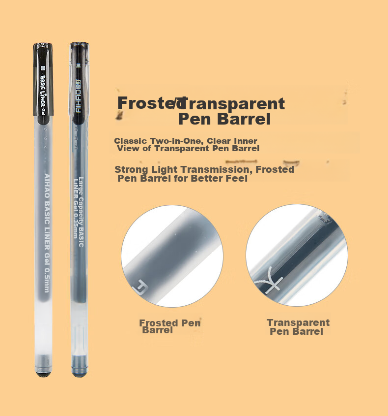 AIHAO 0.35MM Red Full Needle Tube High Capacity Gel Pen Office Signature Disposable Water-Based Carbon Gel Pen 8763 6