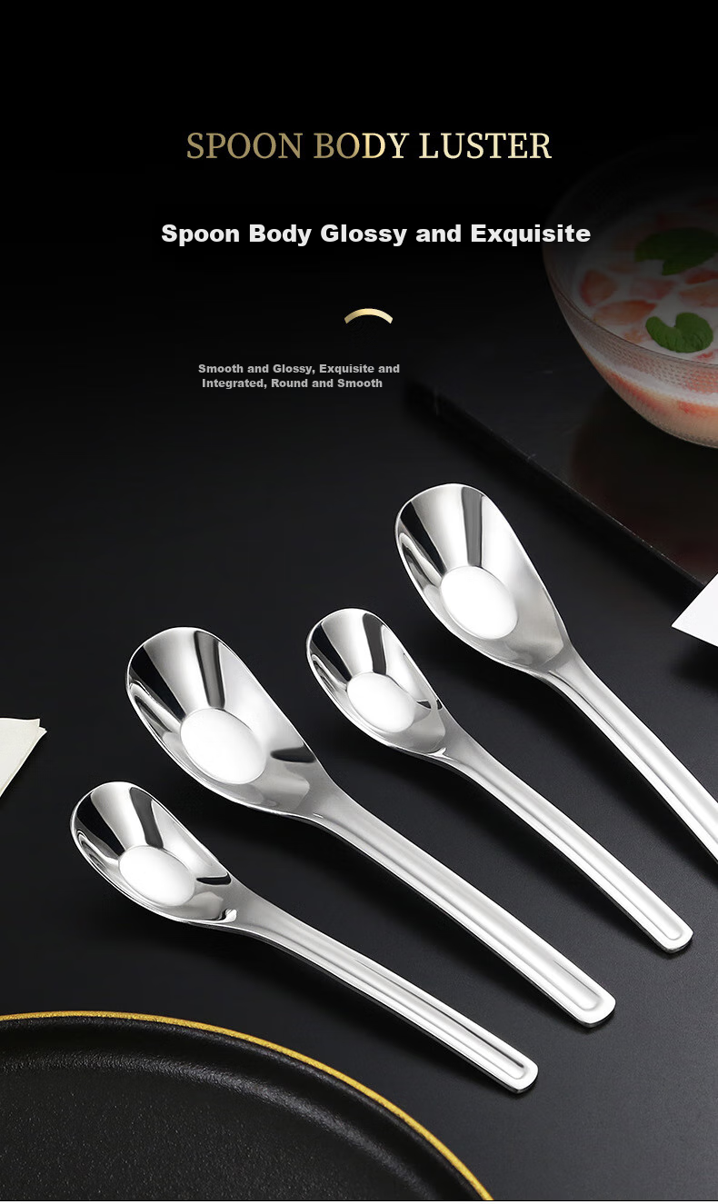 Shihua 304 Stainless Steel Soup Spoons Set of 2, Adult Dining Soup Spoons, Tablespoons for Drinking Soup And Eating, Yuanbao Spoons 4