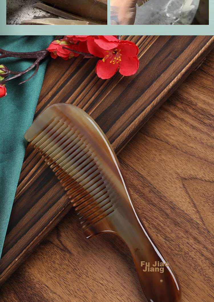 Fujiaojiang Thickened Massage Natural Yak Horn Comb, Birthday Gift for Women, Valentine's Day Present, Mid-Autumn Festival Gift, Practical Gift Box for Girlfriend, Wife, Mother, Elders And Seniors 6