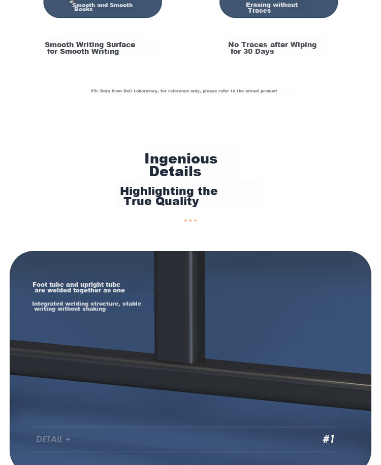 Deli Flagship Series H-Type Bracket Glass Whiteboard, 120*90cm, H-Type Magnetic Tempered Glass with Stand, Office Meeting Writing Board, Blackboard 8738 18