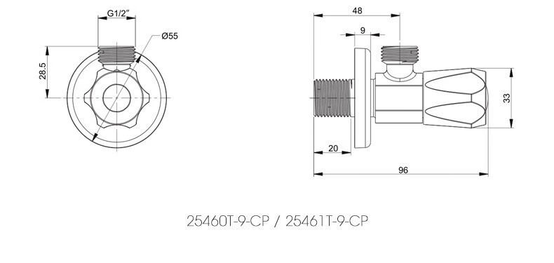 KOHLER Angle Valve Faucet, Hot And Cold Water Valve Switch, Toilet 4-Point Angle Valve, Brass Alloy K-25461T (Two Pieces) 3