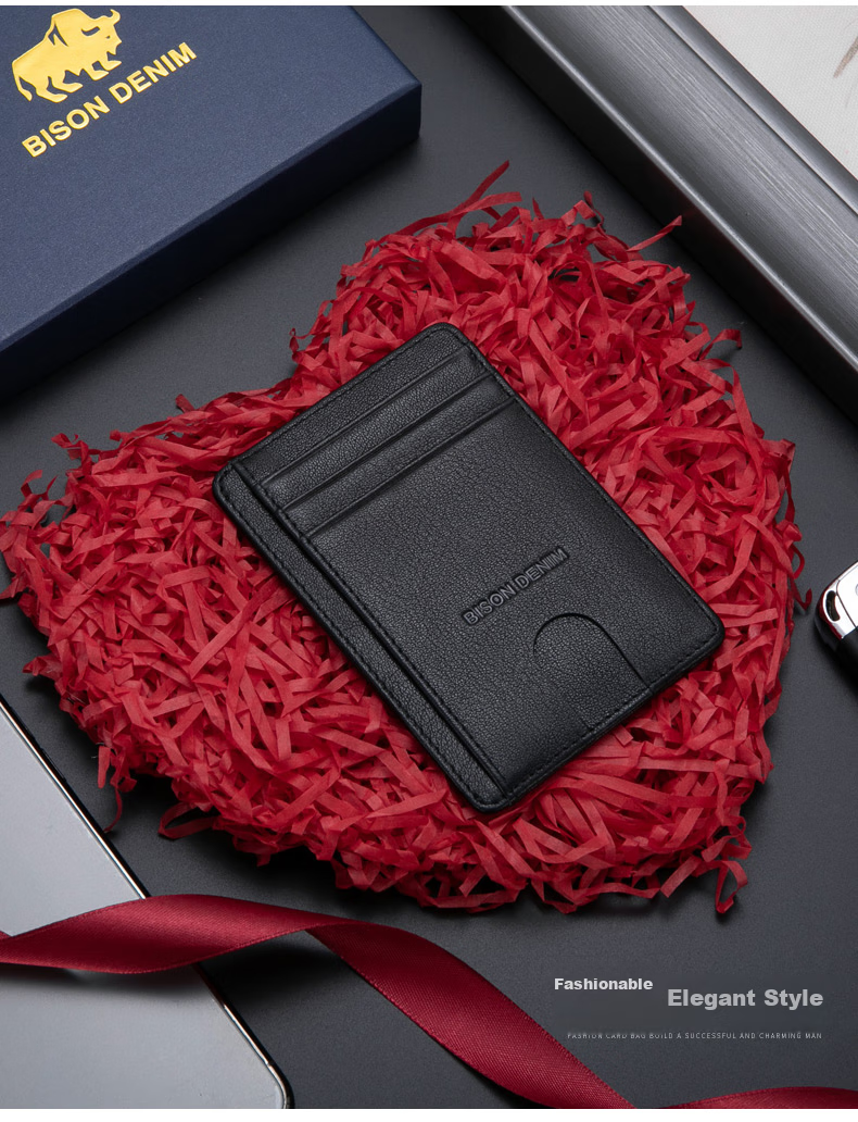 Meizhouyeniou Card Holder for Men, Ultra-Thin, Top-Grain Leather, Multi-Slot ID Holder, Birthday Gift for Boyfriend 4