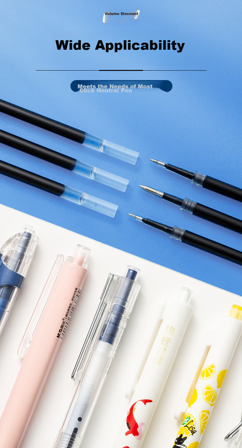 M&G Stationery G-5 Retractable Gel Pen Refill 0.5mm, Signature Pen Refill, Student Quick-Drying ST Tip Pen Refill, Office Supplies, Compatible with 1008/K35/S01, Black, 20 Pieces/Tube 15