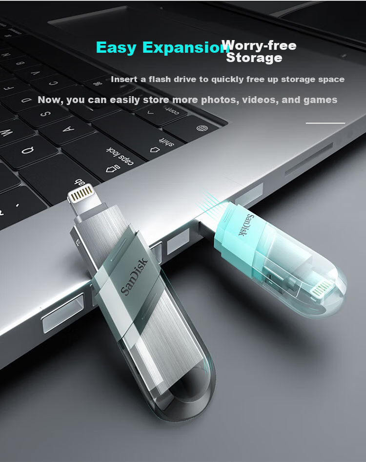 SanDisk, SanDisk, 256GB, Lightning USB3.1, Apple Phone Flash Drive, Black, Read Speed 90MB/s, Apple MFi Certified, Dual-Use Flash Drive for IPhone/iPad And Computer 7