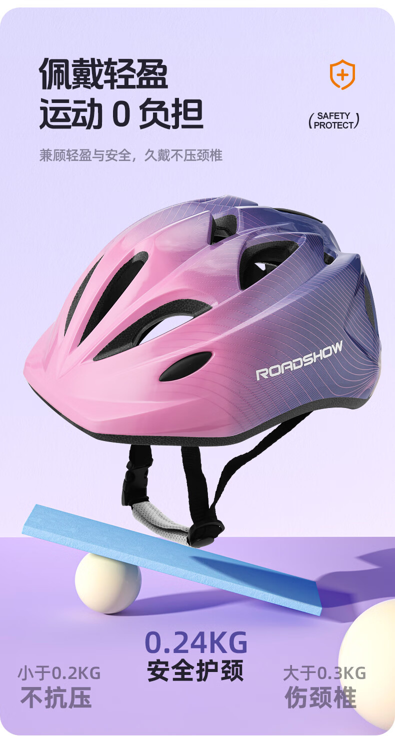 ROADSHOW Children's Protective Gear, Roller Skates And Scooter Knee Pads Elbow Pads Palm Guards 6-Piece Set, Pink And Purple, Size M 1